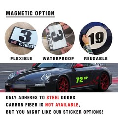 Custom Car Racing Number Class Magnet Decal x2 8,10,12-16 inch – White Outline