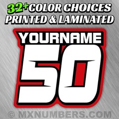 MX Number Name Plate Decal Sticker 4 COLOR ATV SX Dirt Bike Kart Motorcycle Race