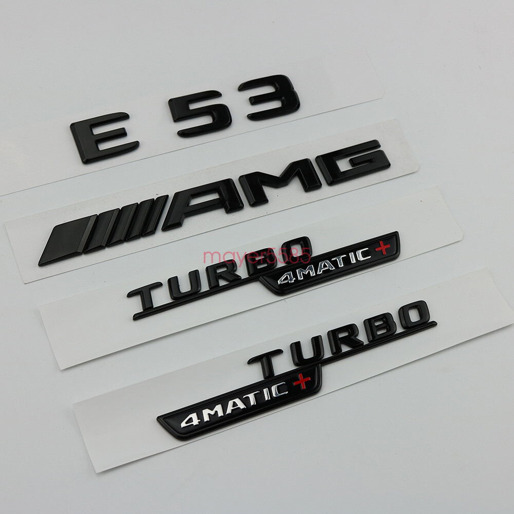 Matte black E53 AMG TURBO 4 MATIC Trunk Emblem Badge Sticker for Mercedes Benz