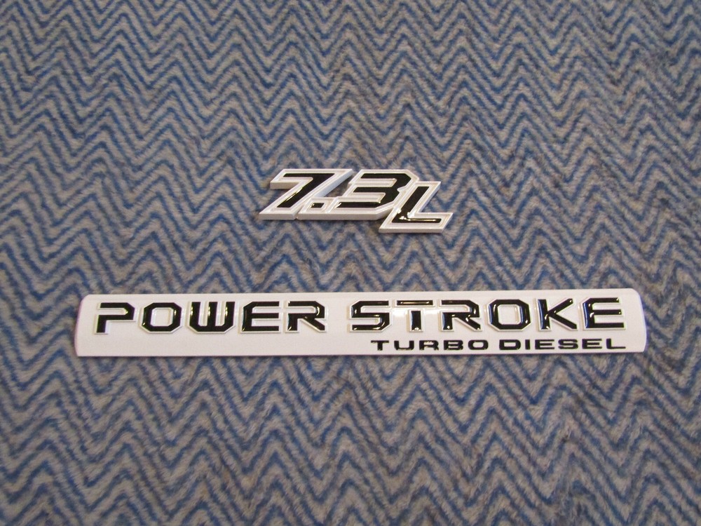 7.3L 7.3 POWER STROKE TURBO DIESEL EMBLEM FITS FORD F250 F350 15″ BLACK ON WHITE