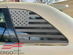 Fits 2007-2014 Ford Edge Quarter Window American Flag Decal Sticker Black Precut