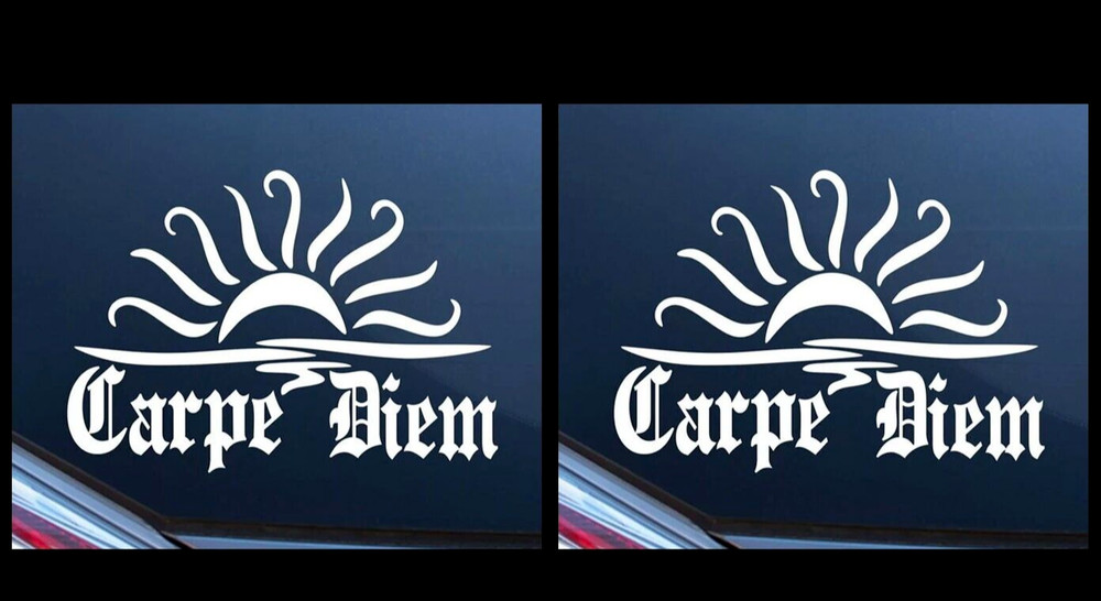 Carpe Diem Graphic Two 5″ White Vinyl Decals Car Truck Windows laptop notebook