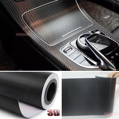 3D Black Sheet Car PVC Grain Carbon Fiber Vinyl Tape Wrap Sticker Decors Strips