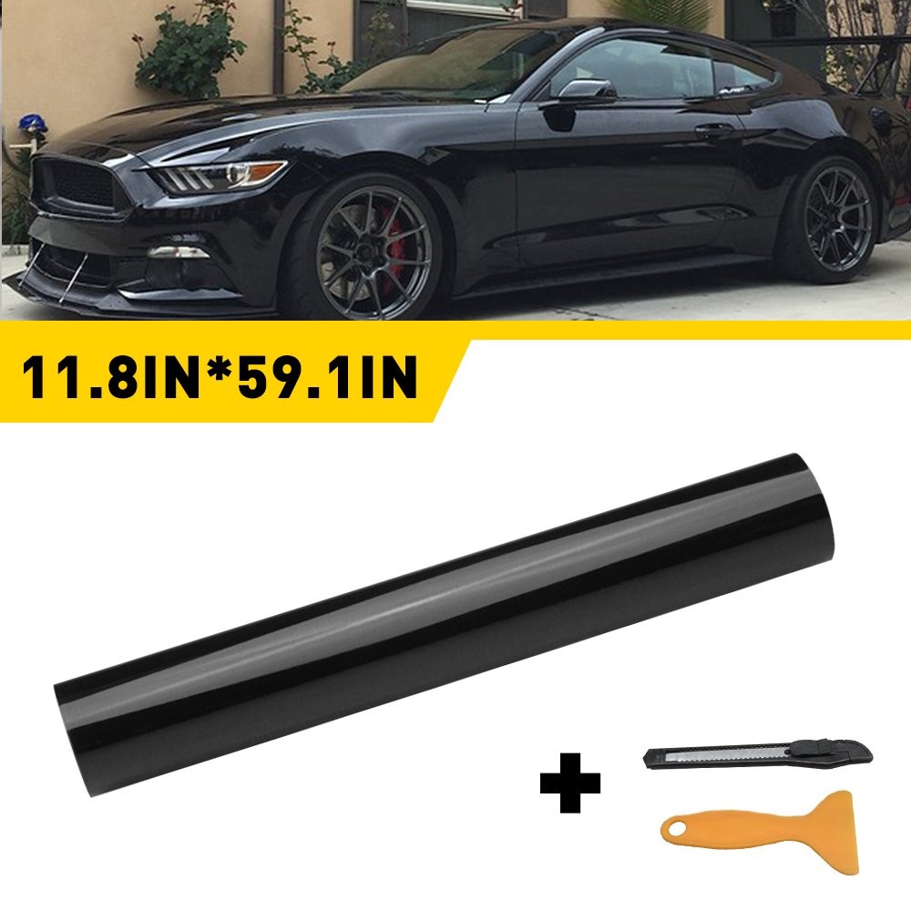 Black High Gloss Glossy Vinyl Film Car Wrap Film Sticker Bubble Free Air Release
