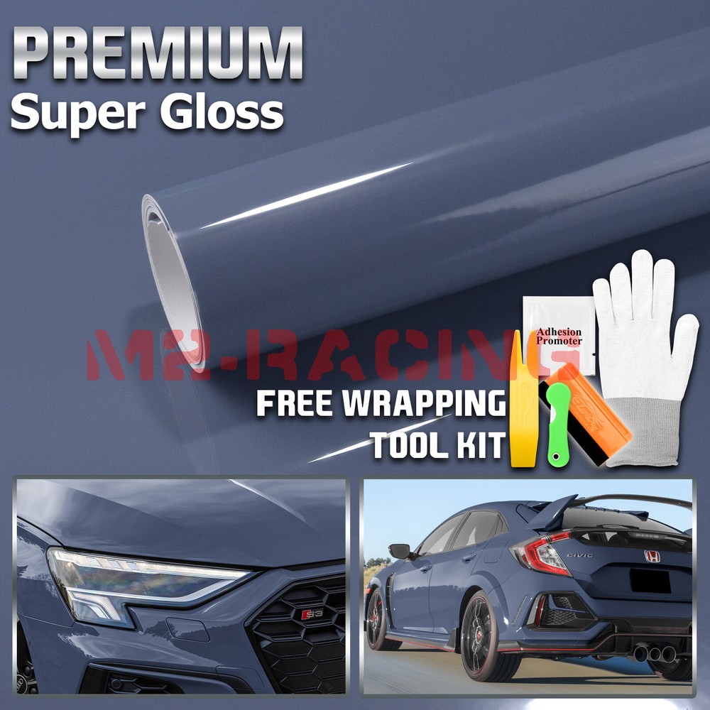High Gloss Space Gray Glossy Car Vinyl Wrap Sticker Decal Sheet Film Air Release