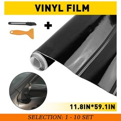 1-10 1.5m Gloss Black Vinyl Wrap Roll 30cm Wide Bubble Free Car Sticker w/ Tools