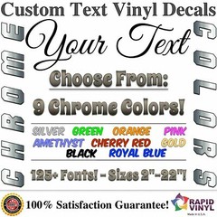 Chrome Custom Vinyl Lettering Text Decal Car Truck Boat RV Trailer Garage Home