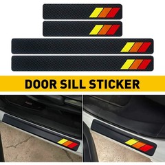 DOOR SILL PROTECTOR Classic Retro Style Tri-Color Carbon Fiber Door Sill Sticker
