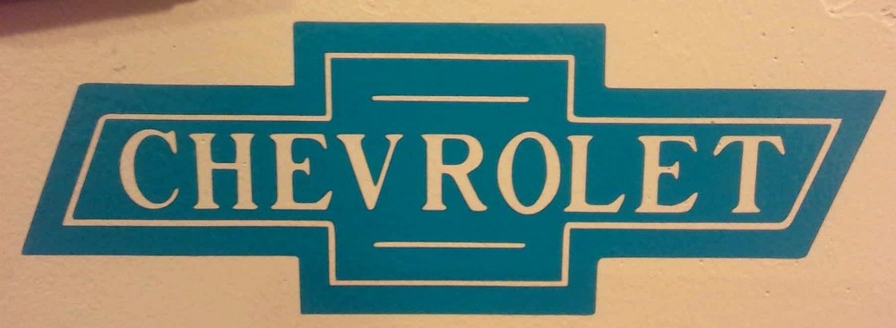 Vintage CHEVROLET Bowtie Script Emblem Vinyl Decal Sticker 3″ x 8.7″ Many Colors