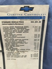 1999 Corvette Manufacturer’s Retail Window Sticker OEM ORIGINAL Chevrolet