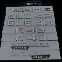 2018 E43 + AMG + BITURBO 4 MATIC Trunk Emblem Badge Sticker for Mercedes Benz