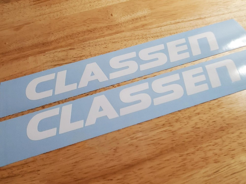 classen turf 8″ DECALS STICKERS GLOSS white (2) VINYL USA