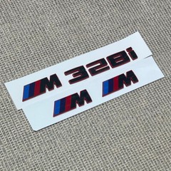 GLOSS BLACK Red for M328i + FENDER BADGE X2 CUSTOM REAR LETTERING 1 SERIES