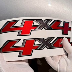 4×4 Decals for Silverado Sierra 1500 2500 HD 2014-2018 – Premium Red Silver Fini