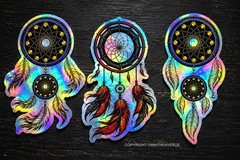3Pcs Dreamcatcher Dream Catcher Native American Holographic Sticker Decals