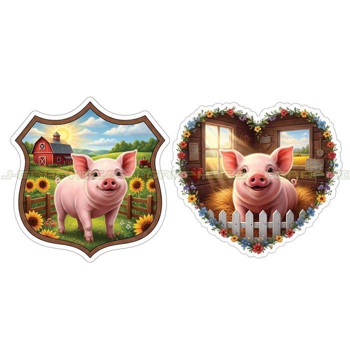 Pig Animal Vinyl Decal Sticker Farm Barn Ranch Country 2 Pack F