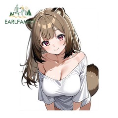 EARLFAMILY 5.1″ Furry Girl Car Stickers Funny Creative Fashionable Decoration