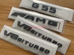 Matte Black For Mercedes Benz G55 AMG V8 BITURBO Emblem Badge Sticker Set