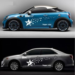 2x Car Side Door Fender Skirt Star Stripes Racing Vinyl Decal Stickers Graphic