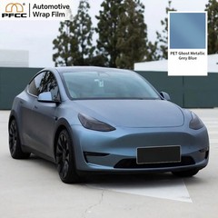 5ft x 50ft PET Car Wrap Vinyl Matte Grey Blue Air Release Bubble Free Full Roll