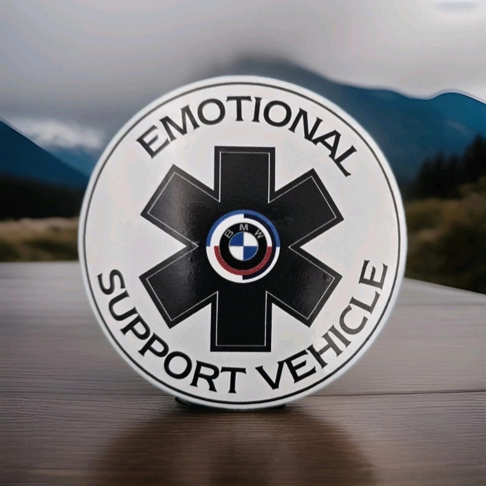 BMW Emotional Support Vehicle – Car Sticker Decal Window, Bumper 3.5″ WHITE