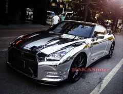 Stretchable Car Glossy Mirror Chrome Vinyl Wrap Decal Sticker Air Free Silver CF