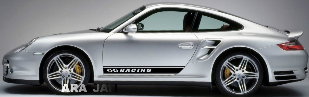 2 – Racing Stripe Decal Sport Skirt Sticker decals logo Black