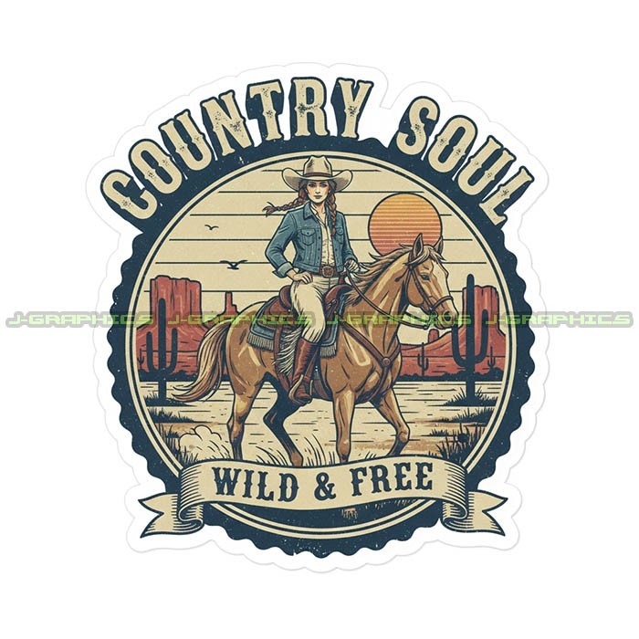 Cowgirl Vinyl Decal Sticker Rodeo Country Horse G