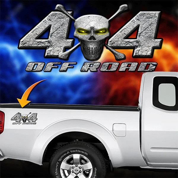 4×4 Off Road Decals for Chevy Silverado, Punisher Skull Edition Stickers, 2