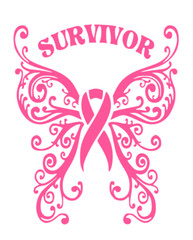 Breast Cancer Survivor Butterfly Vinyl Decal 5″x 6″