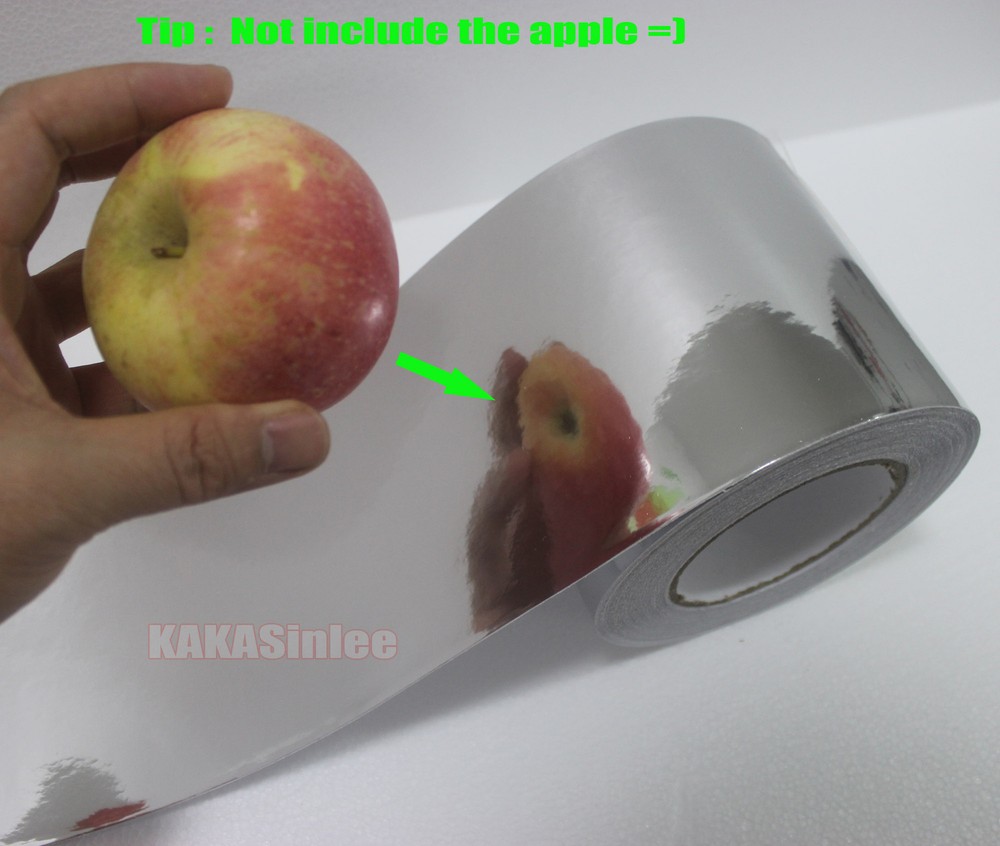 4in Wide Mirror Chrome Vinyl Wrap Tape Sticker Car Phone Film Trim Decor / Decal