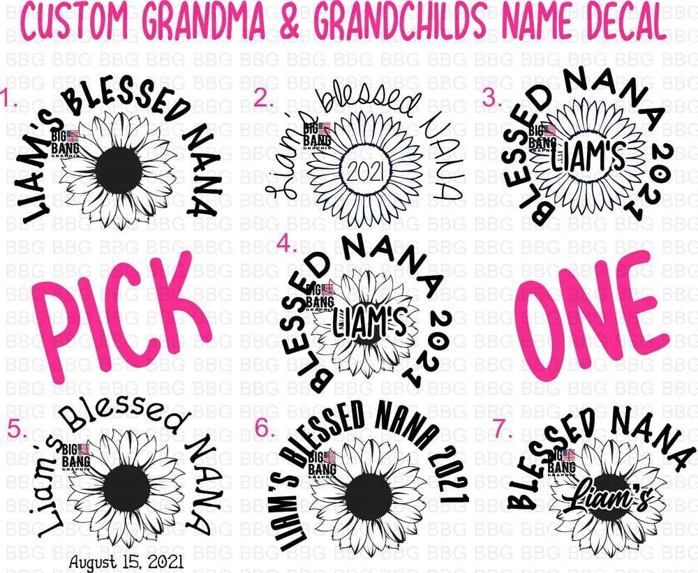 PROUD NANA Grandma Vinyl Decal Sticker Baby Name Year or Birthday CHOOSE 1 ONLY
