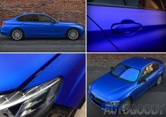 36″ x 60″ Satin Matte Chrome Metallic Deep Blue Vinyl Film Wrap Bubble Free
