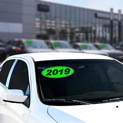 Chartreuse Green Black 2019 Oval Model Stickers for Windshield 12 Pack
