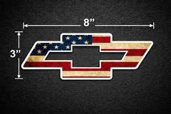 CHEVY BOWTIE SYMBOL LOGO W/ AMERICAN FLAG IMPOSED DECAL/STICKER CHEVORET p74