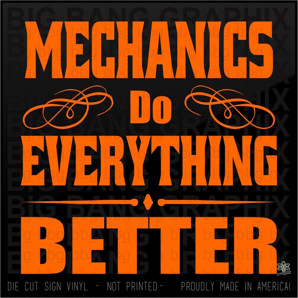 Funny Mechanic Decal Sticker Vinyl Lettering QUALITY USA Window Body Die Cut
