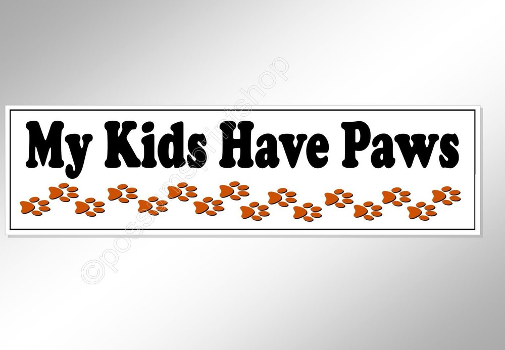 funny car bumper sticker my kids have paws pet owners dogs cats rabbits 200mm