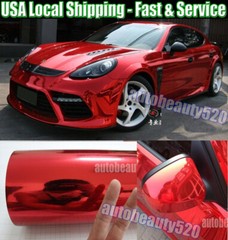 Full Roll 65FT x 5FT Gloss Flexible Chrome Red Car Wrap Vinyl Film Foil Graphics