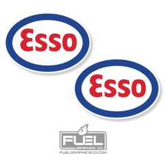 Esso Logo Premium Vinyl Decal 2 Pack – Oil & Gasoline brand – Happy Motoring