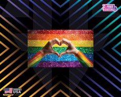 LGTB PRIDE DAY FLAG USA HEART DECAL STICKER RAINBOW FLAG LAMINATED FREE GIFT