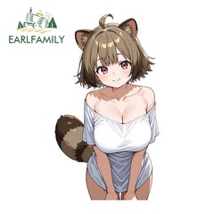 EARLFAMILY 5.1″ Furry Girl Car Stickers Funny Creative Fashionable Decoration