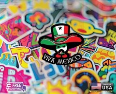MEXICO VIVA USA FLAG CAR STICKER DECAL LAMINATED VINYL LAPTOP FREE GIFT