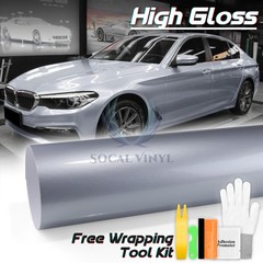 High Gloss Silver Glossy Car Vinyl Wrap Sticker Decal Sheet Film DIY Air Release