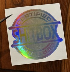 CERTIFIED SHITBOX Multicolor Holographic Rainbow Metallic 3” Vinyl Decal Sticker