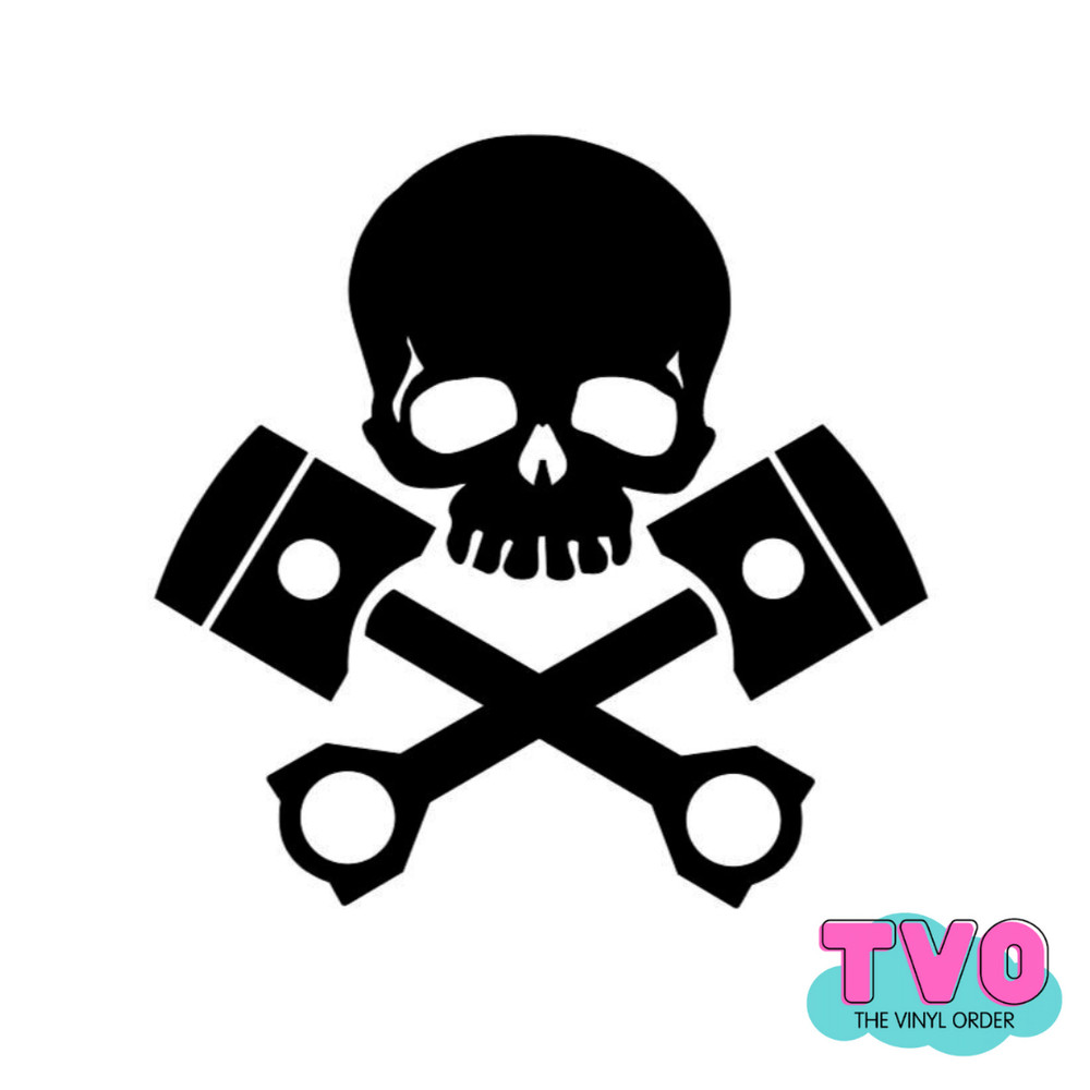 Skull X Pistons Design – Vinyl Decal – AU Made