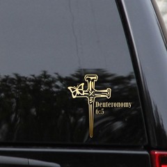 Nail Cross Butterfly Deuteronomy 6:5 Bible Verse Vinyl Decal Sticker