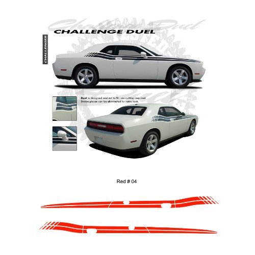 Dodge Challenger 2008 to 2010 Duel Side Stripes Graphic Kit – Red