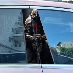 2PCS Skeleton Skull Head Rose Car Door B Pillar Decals Center Column Sticker