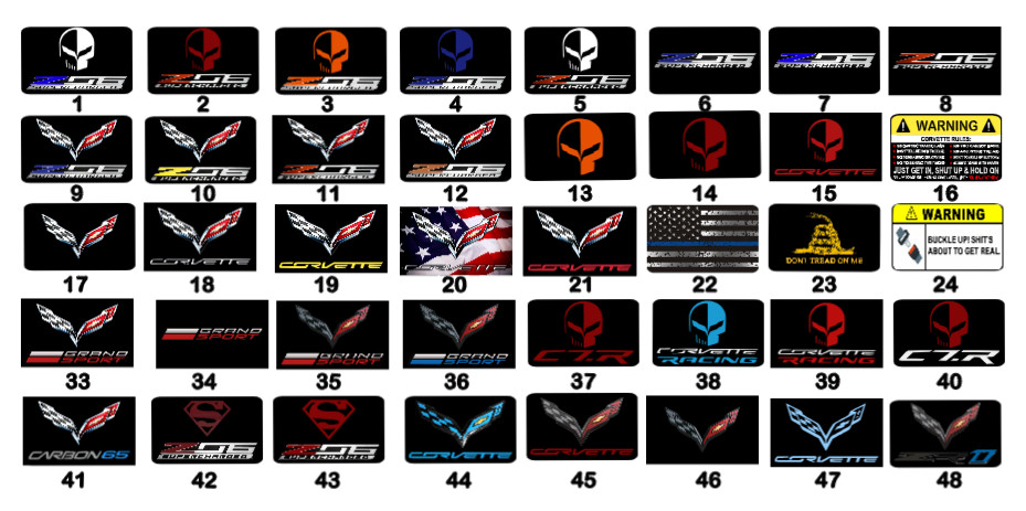 C7 Corvette Sun Visor Warning Label Covers