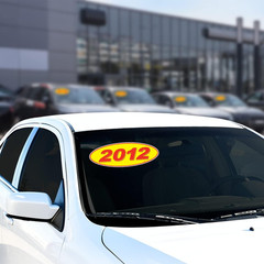 2012 Oval Model Year Stickers Red Yellow 12 Pack Vehicle Window Decor American